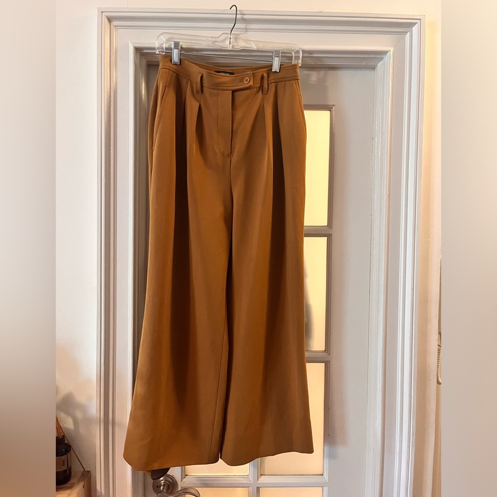 Aritzia Babaton Pleated Wide Leg pant in mustard